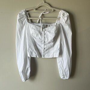 Guess milkmade square neck puff sleeve top blouse size S